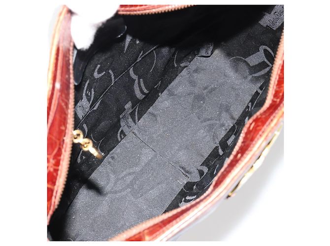 Borsa a Spalla Salvatore Ferragamo in Pelle Marrone e Oro Auth ka4542 D'oro - vista 18