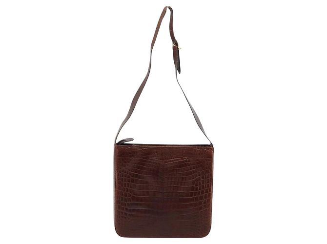 Borsa a Spalla Salvatore Ferragamo in Pelle Marrone e Oro Auth ka4542 D'oro - vista 3