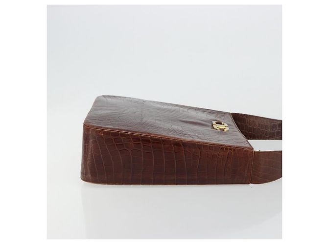 Borsa a Spalla Salvatore Ferragamo in Pelle Marrone e Oro Auth ka4542 D'oro - vista 4