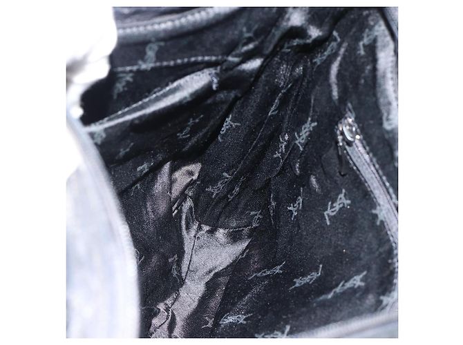 Borsa a Spalla Heart SAINT LAURENT in Pelle Argento Nero Auth 182466 - vista 19