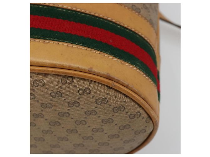Sac GUCCI Micro GG Supreme Web Sherry Line en PVC Beige 001 115 4793 Auth 182369 Doré - vue 10