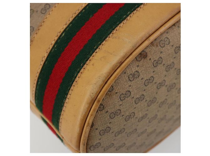 Sac GUCCI Micro GG Supreme Web Sherry Line en PVC Beige 001 115 4793 Auth 182369 Doré - vue 11