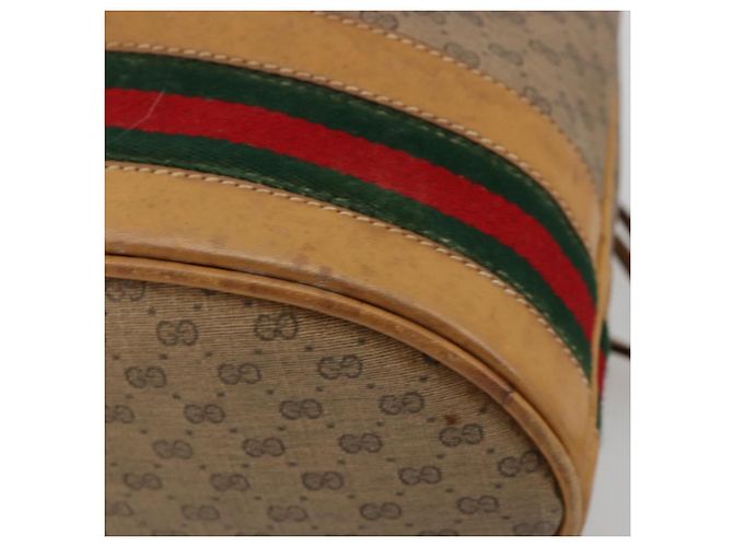 Sac GUCCI Micro GG Supreme Web Sherry Line en PVC Beige 001 115 4793 Auth 182369 Doré - vue 12