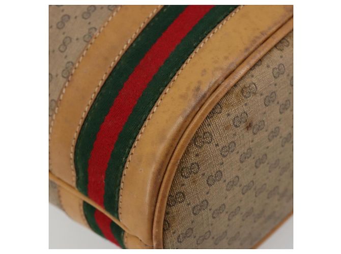 Sac GUCCI Micro GG Supreme Web Sherry Line en PVC Beige 001 115 4793 Auth 182369 Doré - vue 13