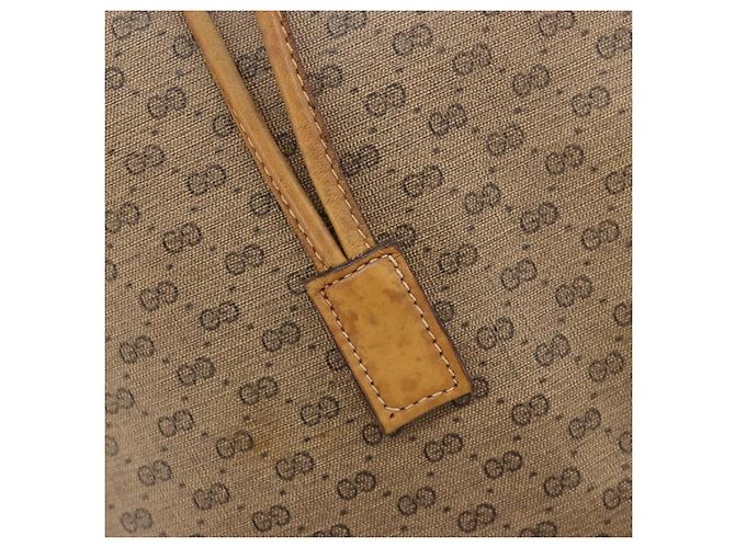 Sac GUCCI Micro GG Supreme Web Sherry Line en PVC Beige 001 115 4793 Auth 182369 Doré - vue 15
