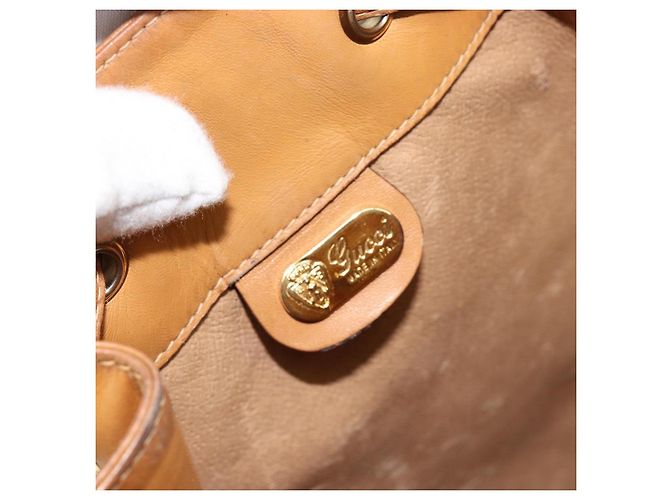 Sac GUCCI Micro GG Supreme Web Sherry Line en PVC Beige 001 115 4793 Auth 182369 Doré - vue 16
