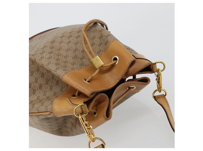 Sac GUCCI Micro GG Supreme Web Sherry Line en PVC Beige 001 115 4793 Auth 182369 Doré - vue 6