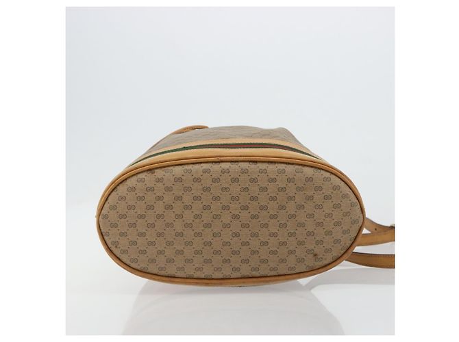 Sac GUCCI Micro GG Supreme Web Sherry Line en PVC Beige 001 115 4793 Auth 182369 Doré - vue 9