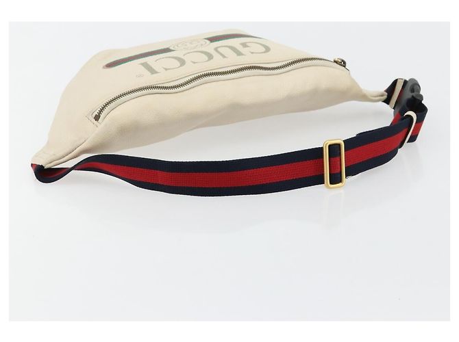 GUCCI Sherry Line Gürteltasche Leder Rot Weiß 493869 Auth ka4491A - Ansicht 7
