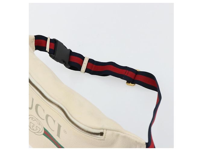 GUCCI Sherry Line Gürteltasche Leder Rot Weiß 493869 Auth ka4491A - Ansicht 8