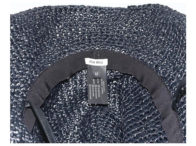 Cappello Miu Miu in Raffia M Nero Autentico 182226A - vista 14