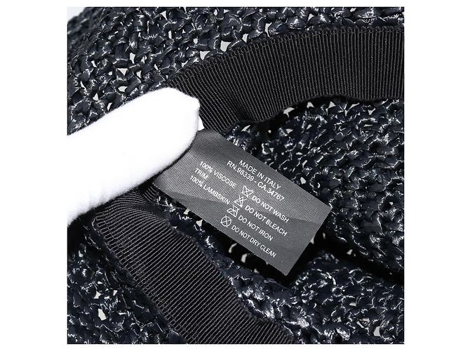 Cappello Miu Miu in Raffia M Nero Autentico 182226A - vista 16