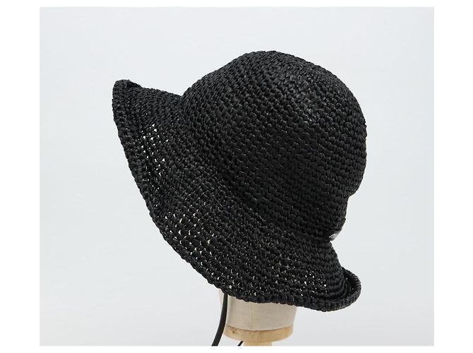 Cappello Miu Miu in Raffia M Nero Autentico 182226A - vista 4