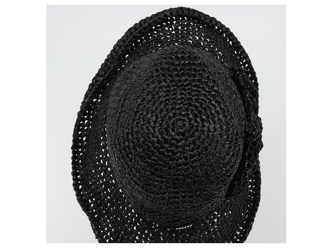 Cappello Miu Miu in Raffia M Nero Autentico 182226A - vista 6