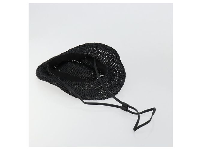 Cappello Miu Miu in Raffia M Nero Autentico 182226A - vista 8