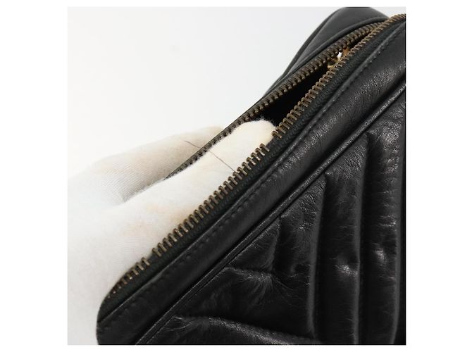 CHANEL V Stitch Chain Schultertasche aus Lammleder Schwarz Gold CC Auth BA13037 Golden - Ansicht 15