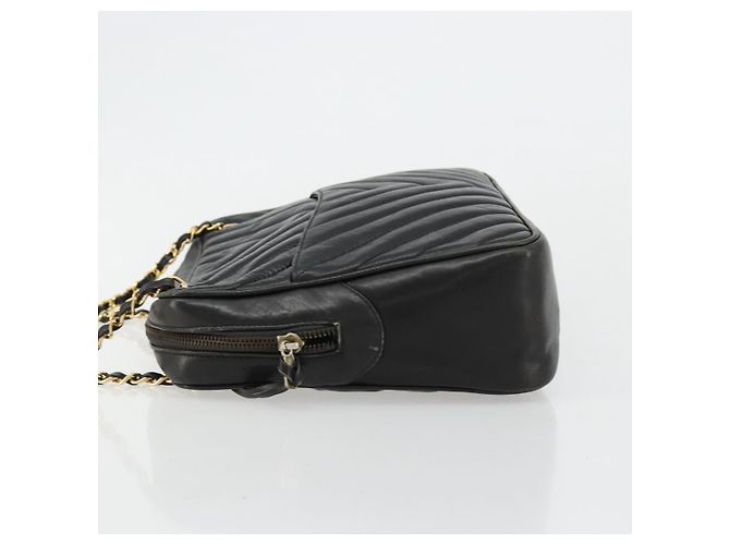 CHANEL V Stitch Chain Schultertasche aus Lammleder Schwarz Gold CC Auth BA13037 Golden - Ansicht 5