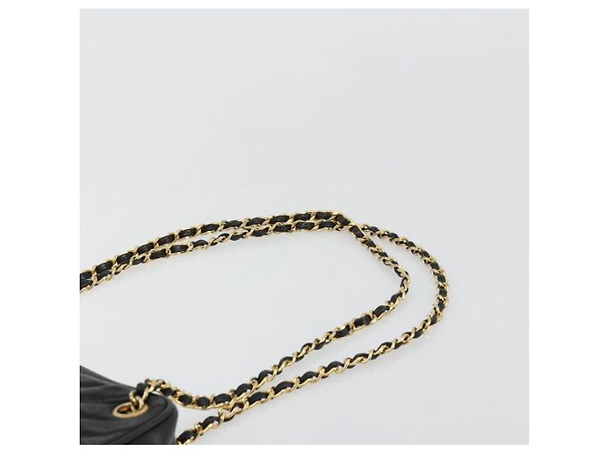 CHANEL V Stitch Chain Schultertasche aus Lammleder Schwarz Gold CC Auth BA13037 Golden - Ansicht 8