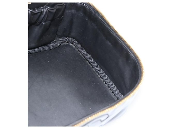 CHANEL COCO Mark Vanity Hand Bag Pelle Verniciata Nero Oro CC Auth 181704 D'oro - vista 19