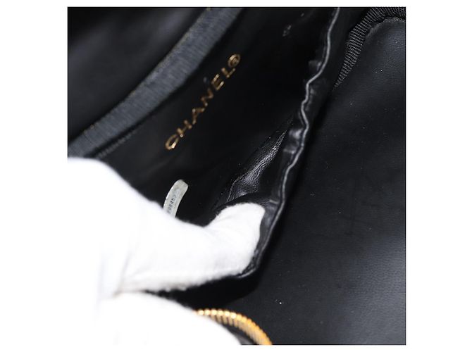 CHANEL COCO Mark Vanity Hand Bag Pelle Verniciata Nero Oro CC Auth 181704 D'oro - vista 21