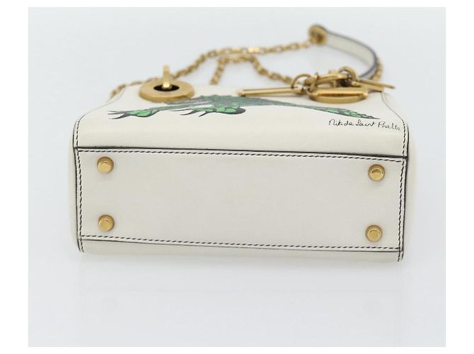 Borsa Christian Dior Lady Dior Niki de Saint Phalle in pelle 2way Auth 182304SAM Bianco D'oro - vista 11