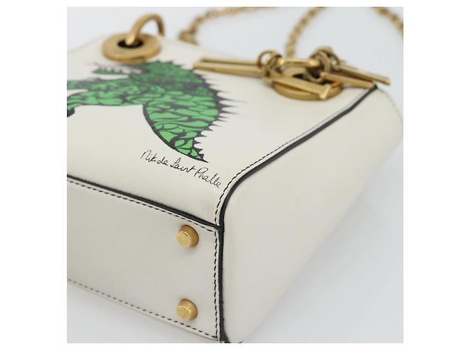 Borsa Christian Dior Lady Dior Niki de Saint Phalle in pelle 2way Auth 182304SAM Bianco D'oro - vista 12