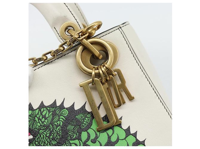 Borsa Christian Dior Lady Dior Niki de Saint Phalle in pelle 2way Auth 182304SAM Bianco D'oro - vista 16