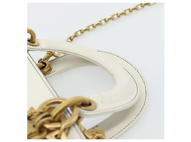 Borsa Christian Dior Lady Dior Niki de Saint Phalle in pelle 2way Auth 182304SAM Bianco D'oro - vista 8
