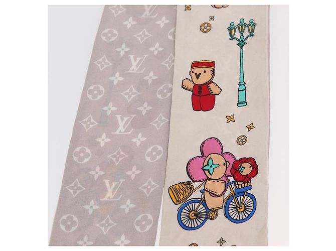 LOUIS VUITTON Monogram Vivienne Bando BB Sciarpa in seta Rosa M77933 LV Auth 182876A - vista 10