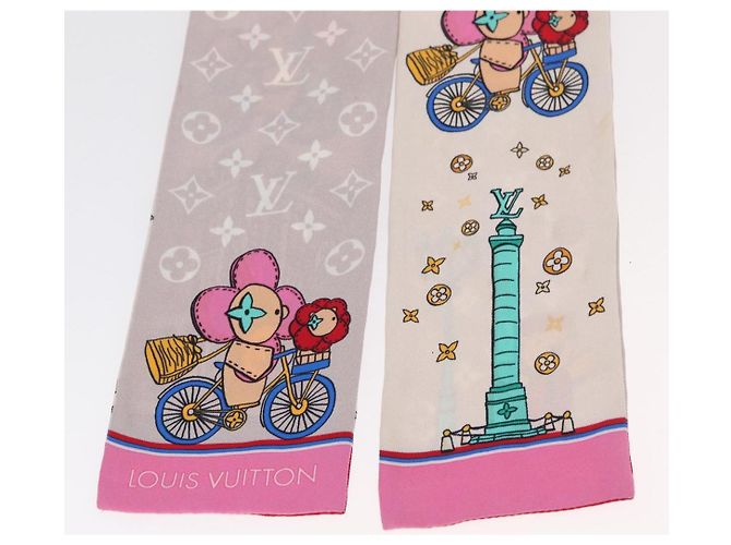 LOUIS VUITTON Monogram Vivienne Bando BB Sciarpa in seta Rosa M77933 LV Auth 182876A - vista 9