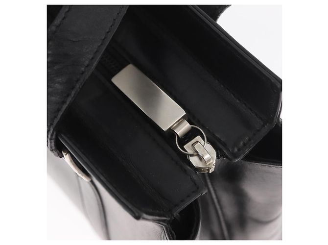 Borsa Tote Salvatore Ferragamo in pelle nera argento Auth BA13088 Nero - vista 14