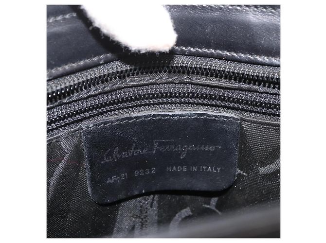 Borsa Tote Salvatore Ferragamo in pelle nera argento Auth BA13088 Nero - vista 16