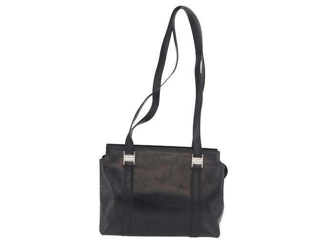 Borsa Tote Salvatore Ferragamo in pelle nera argento Auth BA13088 Nero - vista 2