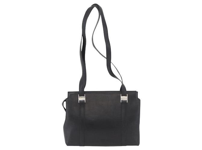 Borsa Tote Salvatore Ferragamo in pelle nera argento Auth BA13088 Nero - vista 3