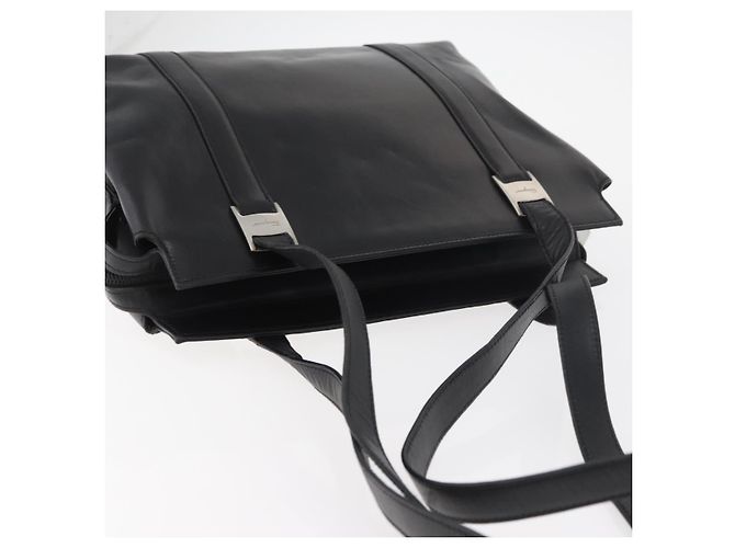 Borsa Tote Salvatore Ferragamo in pelle nera argento Auth BA13088 Nero - vista 6
