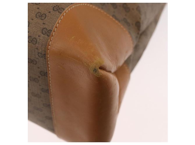Borsa Tote GUCCI Micro GG Supreme PVC Beige Oro Auth 181868 D'oro - vista 14