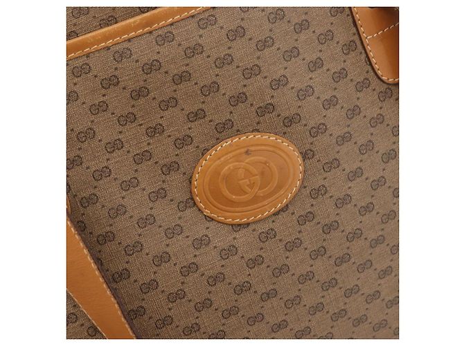 Borsa Tote GUCCI Micro GG Supreme PVC Beige Oro Auth 181868 D'oro - vista 16