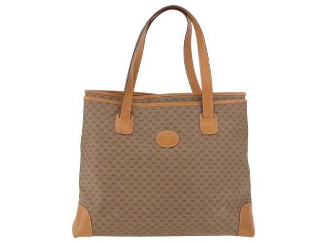 Borsa Tote GUCCI Micro GG Supreme PVC Beige Oro Auth 181868 D'oro - vista 2