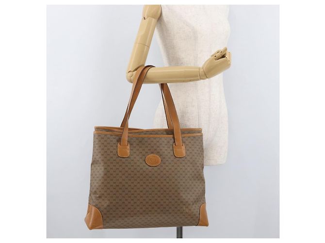 Borsa Tote GUCCI Micro GG Supreme PVC Beige Oro Auth 181868 D'oro - vista 25