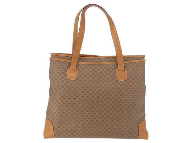 Borsa Tote GUCCI Micro GG Supreme PVC Beige Oro Auth 181868 D'oro - vista 3