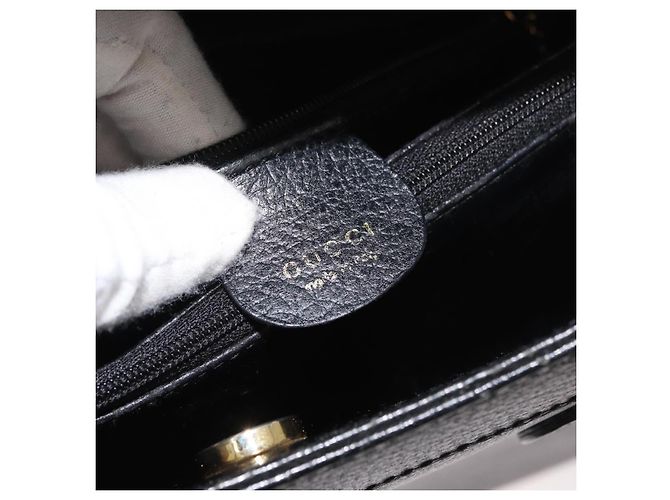 Borsa Tote GUCCI Bamboo in pelle nera e oro 002 0260 Auth 180119 Nero D'oro - vista 14