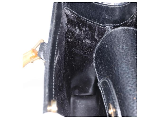 Borsa Tote GUCCI Bamboo in pelle nera e oro 002 0260 Auth 180119 Nero D'oro - vista 17