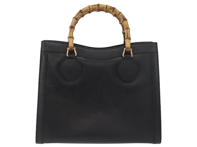 Borsa Tote GUCCI Bamboo in pelle nera e oro 002 0260 Auth 180119 Nero D'oro - vista 3
