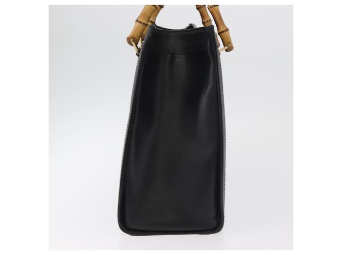 Borsa Tote GUCCI Bamboo in pelle nera e oro 002 0260 Auth 180119 Nero D'oro - vista 5
