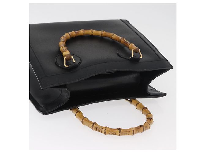 Borsa Tote GUCCI Bamboo in pelle nera e oro 002 0260 Auth 180119 Nero D'oro - vista 6