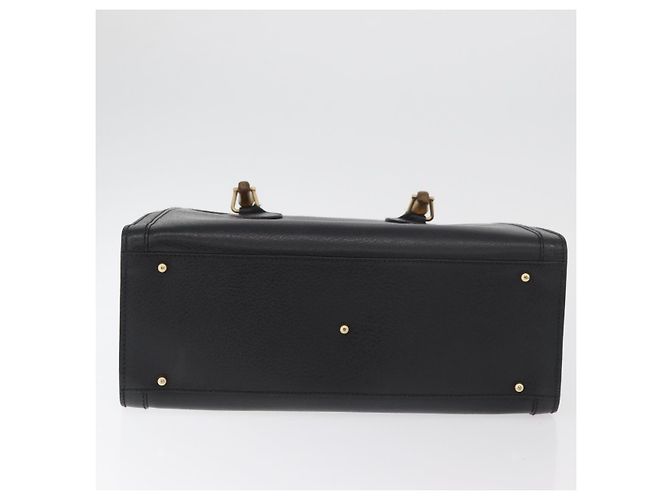 Borsa Tote GUCCI Bamboo in pelle nera e oro 002 0260 Auth 180119 Nero D'oro - vista 9