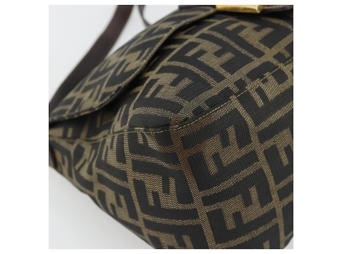 FENDI Zucca Canvas Mamma Baguette Shoulder Bag Black Brown Auth 181871M Marrone Nero - vista 11
