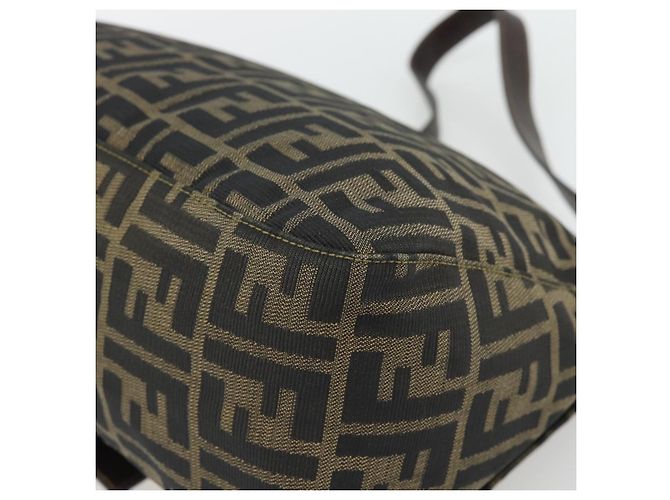 FENDI Zucca Canvas Mamma Baguette Shoulder Bag Black Brown Auth 181871M Marrone Nero - vista 12