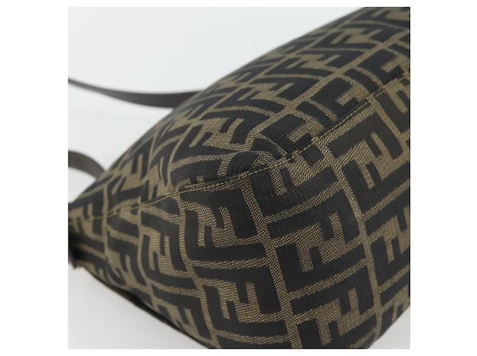 FENDI Zucca Canvas Mamma Baguette Shoulder Bag Black Brown Auth 181871M Marrone Nero - vista 13