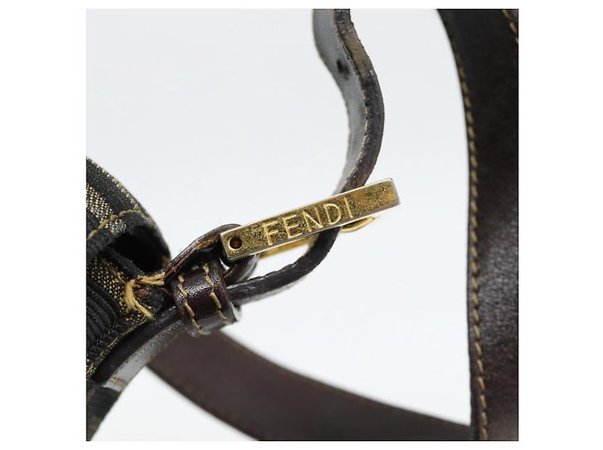 FENDI Zucca Canvas Mamma Baguette Shoulder Bag Black Brown Auth 181871M Marrone Nero - vista 14